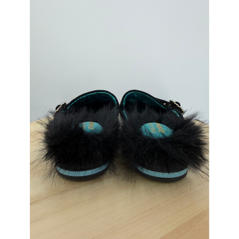 Dr. Scrolls x Iris Apfel Leather Faux Fur Mule Size 8 Black Artsy Maximalist - Picture 4 of 11